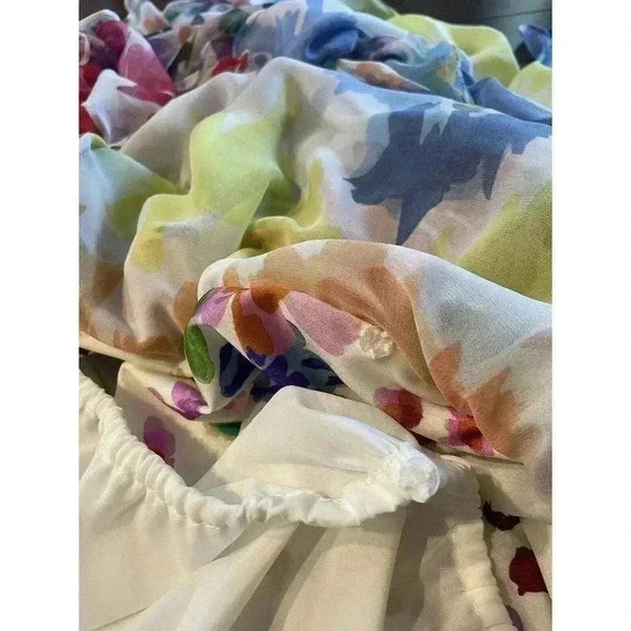 PatBO Hi-Low Maxi Dress M White Floral Ruffle V-Neck Sleeveless wedding guest - Picture 7 of 9